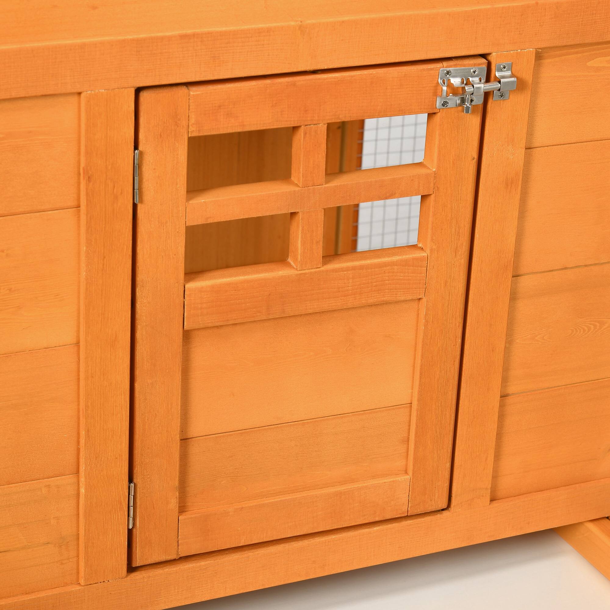 Alt View 5. Pawhut - 118" Extra Large Chicken Coop with Asphalt Roof, Wooden Hen Run with Slide-Out Tray, Nesting Box, 3-6 Chickens.