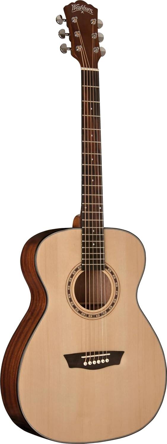 Alt View 3. Washburn - Washburn Apprentice Series F5 Folk Acoustic Guitar Natural - Brown.