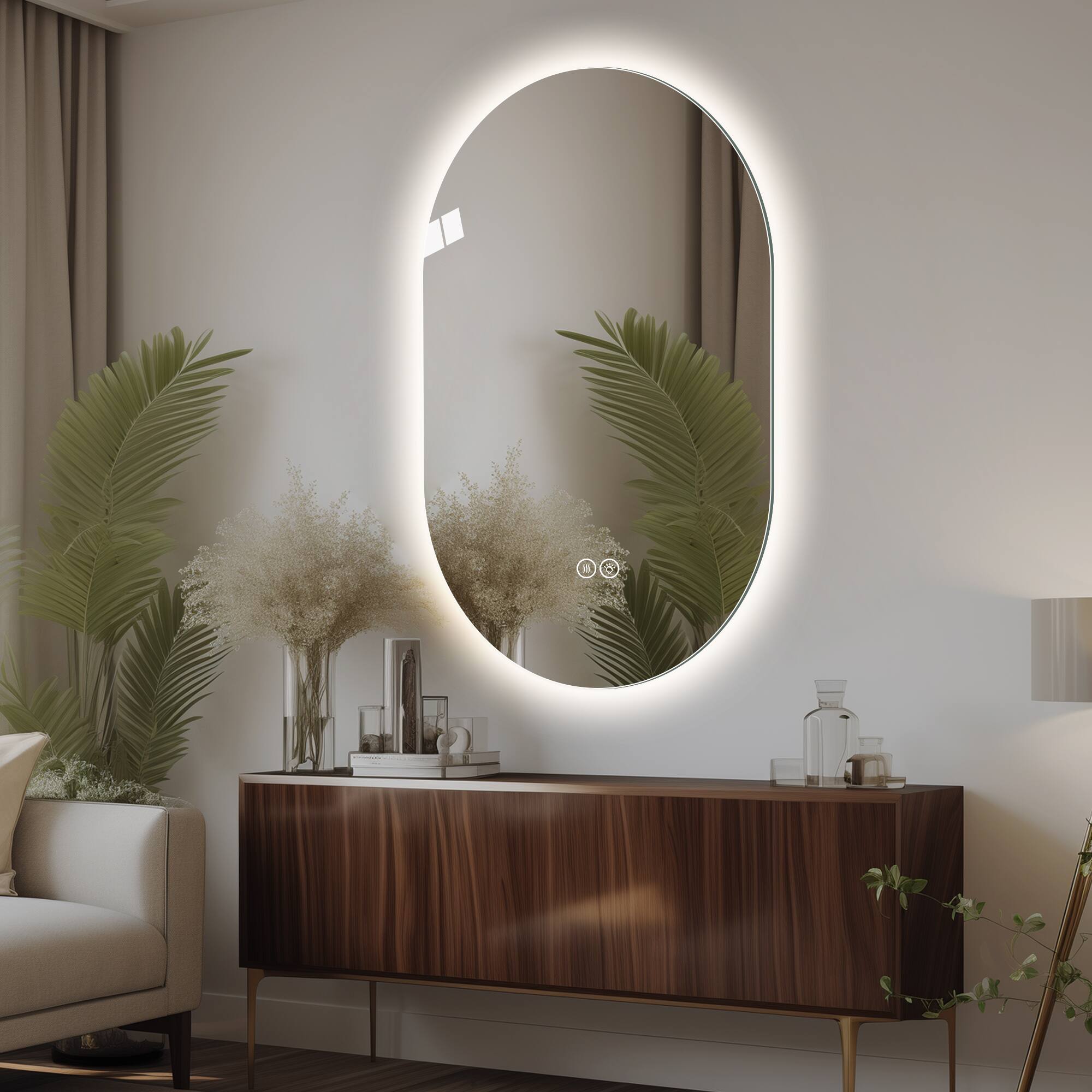 Alt View 3. Boyel Living - 48 by 30 Inch Smart Wall Mounted LED Touch Screen Anti Fog Mirror for Bathroom or Barber Shop.