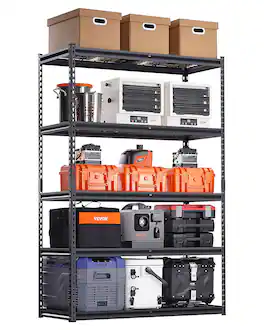 VEVOR - Storage Shelves, 3000 lbs, 5 Tier Heavy Duty Garage Shelving, 20" D x 48" W x 72" H Adjustable Metal Shelves - Black