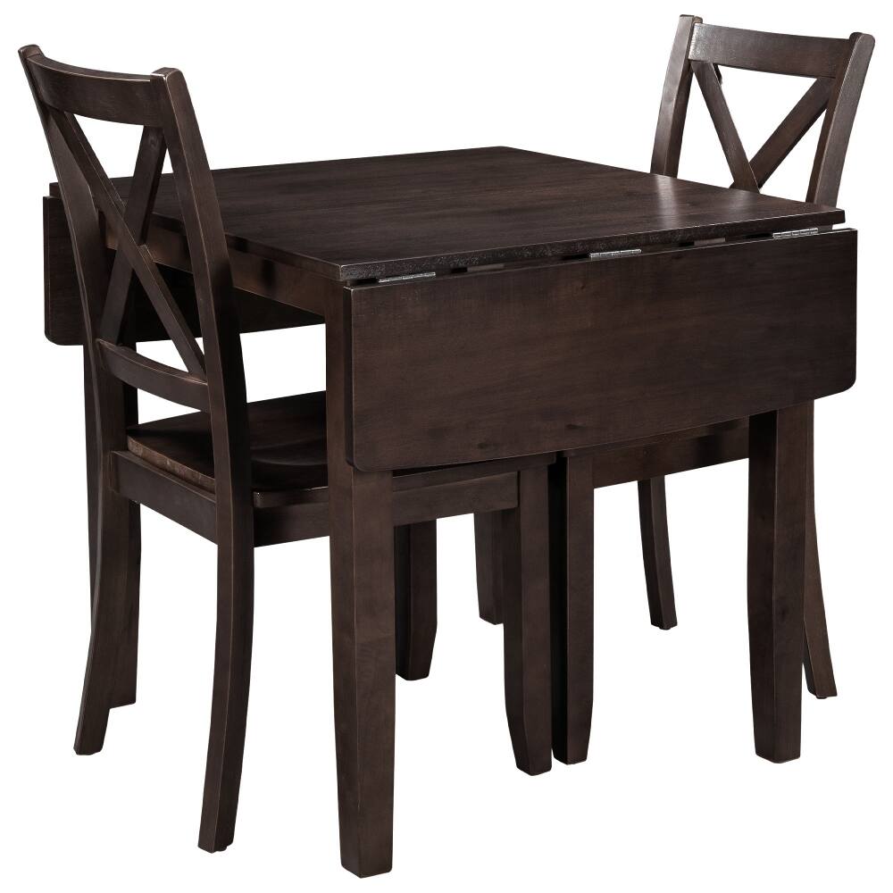 Alt View 8. Loheer - Loheer 3-Piece Drop Leaf Dining Set Espresso Breakfast Nook - Espresso.