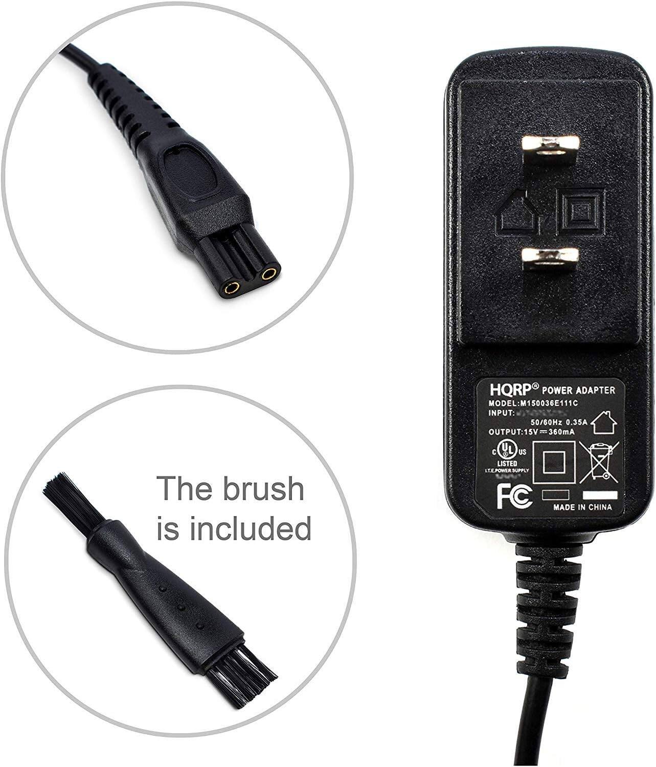 The brush is included

HQRP POWER ADAPTER  
MODEL: M150036E111C  
INPUT: 50/60Hz 0.35A  
OUTPUT: 15V - 360mA  
UL LISTED  
LP SUPPLY  
FC  
MADE IN CHINA