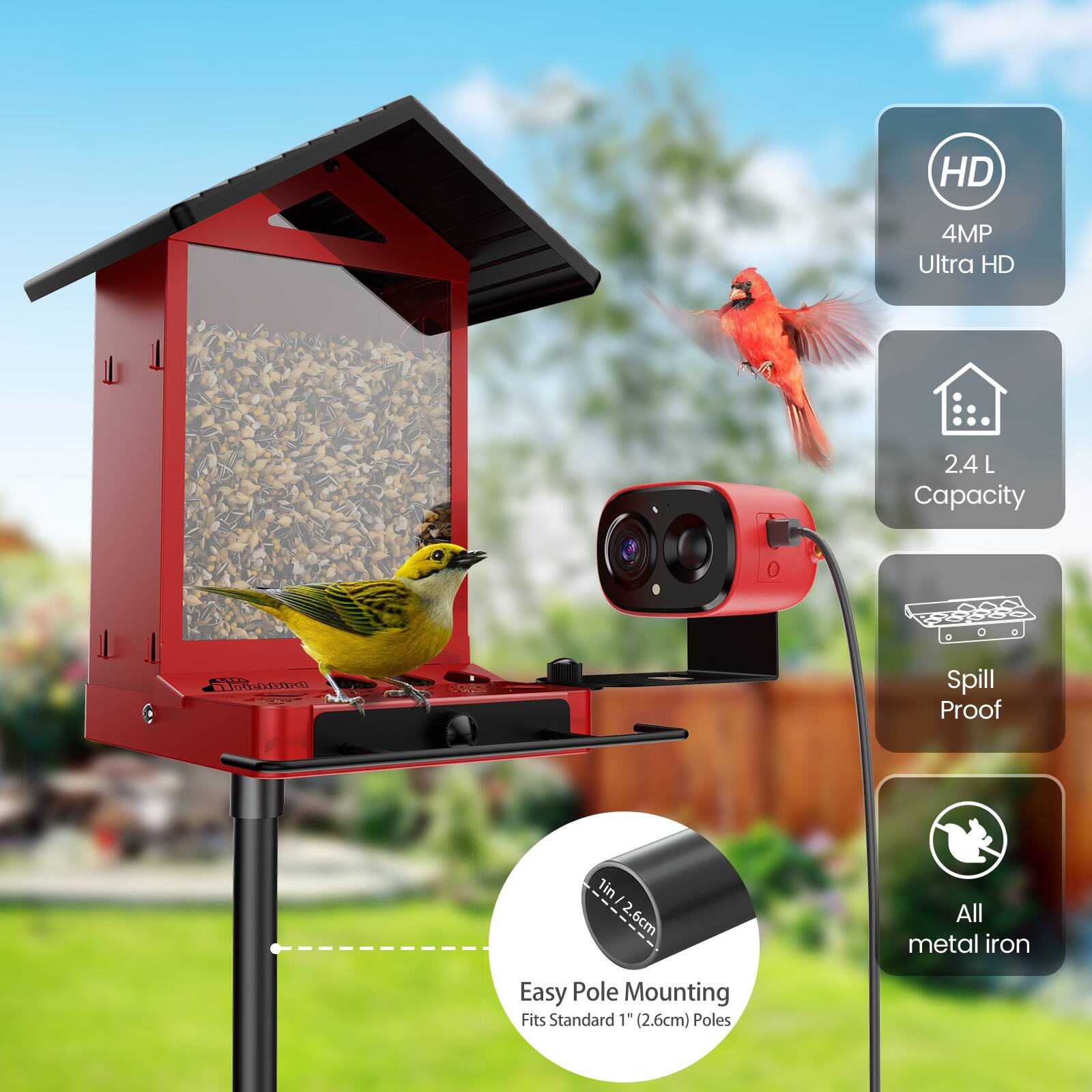 HD 4MP Ultra HD  
2.4 L Capacity  
Spill Proof  
1in / 2.6cm  
All metal iron  
Easy Pole Mounting  
Fits Standard 1" (2.6cm) Poles