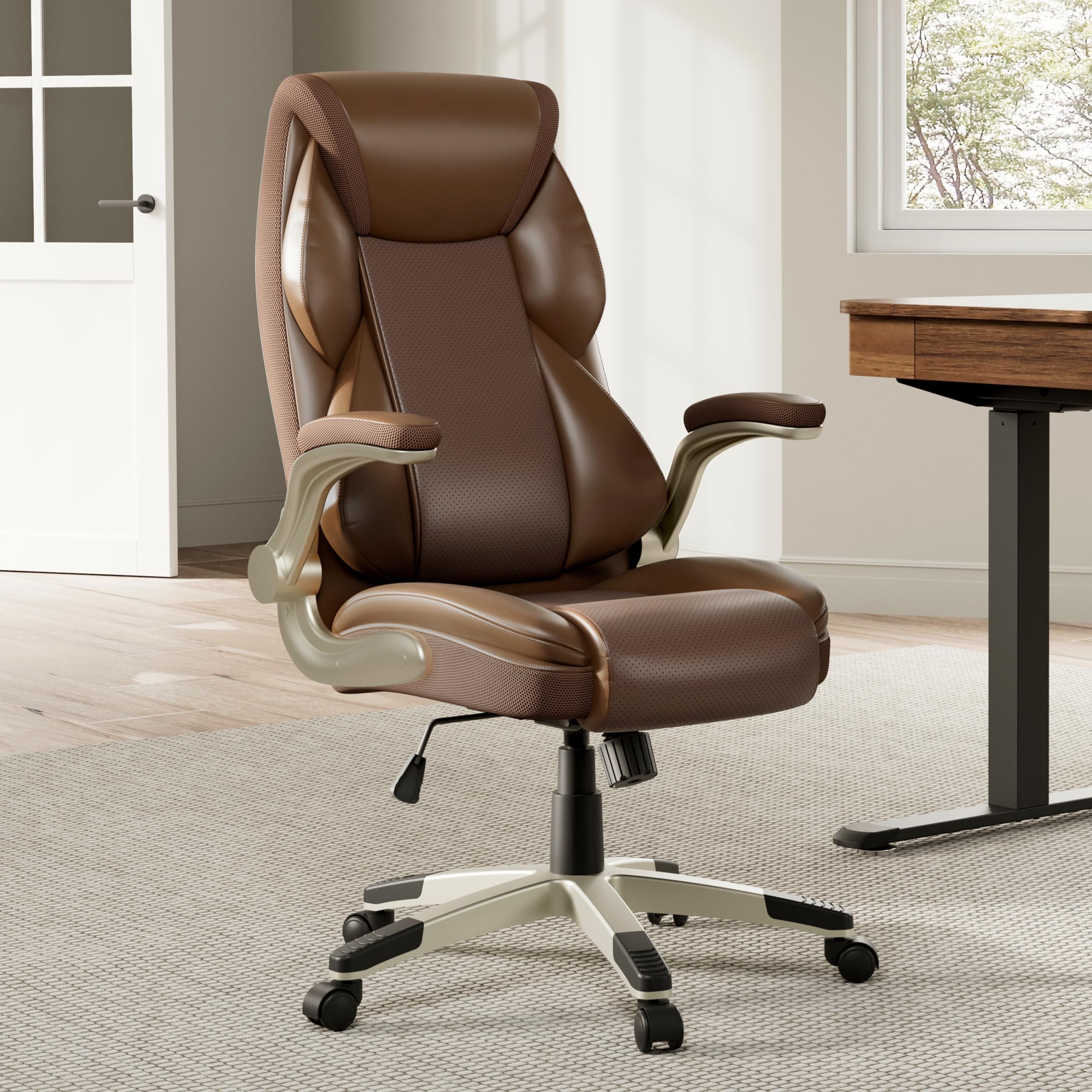 Alt View 2. Eureka Ergonomic - Ergonomic Office Chair Executive Chair PU Leather High Back - Brown.