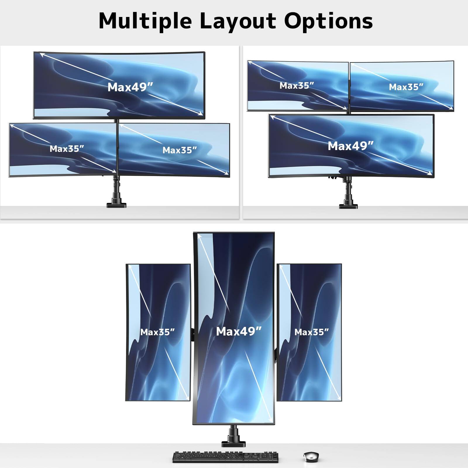 Multiple Layout Options

Max49"  
Max35"  
Max35"  
Max35"  
Max35"  
Max49"  
Max35"  
Max49"  
Max35"