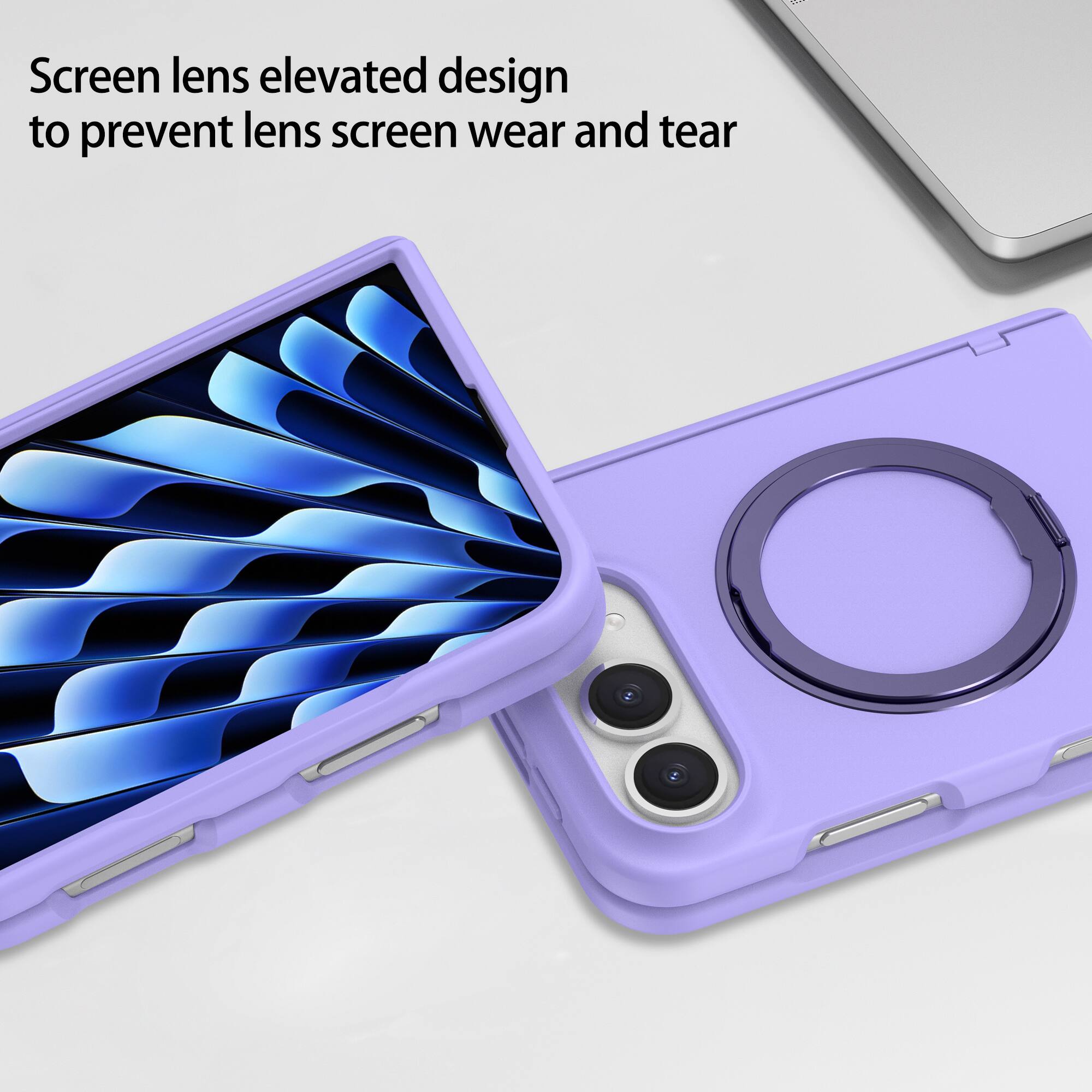 Screen lens elevated design to prevent lens screen wear and tear