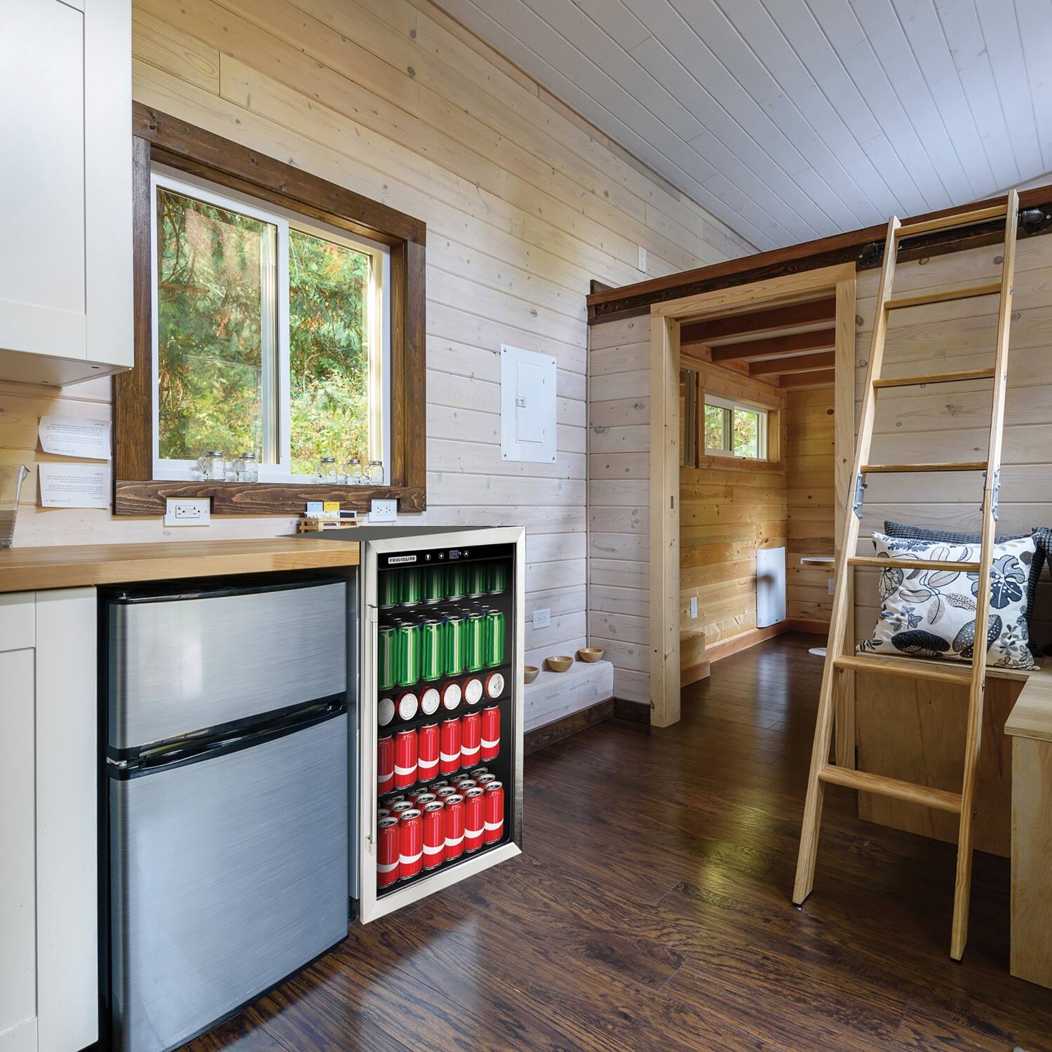 Alt View 1. Frigidaire - Frigidaire Efmis155 4.4-cu-ft. 126-can Stainless Steel Door Beverage Center Compact Refrigerator - black.