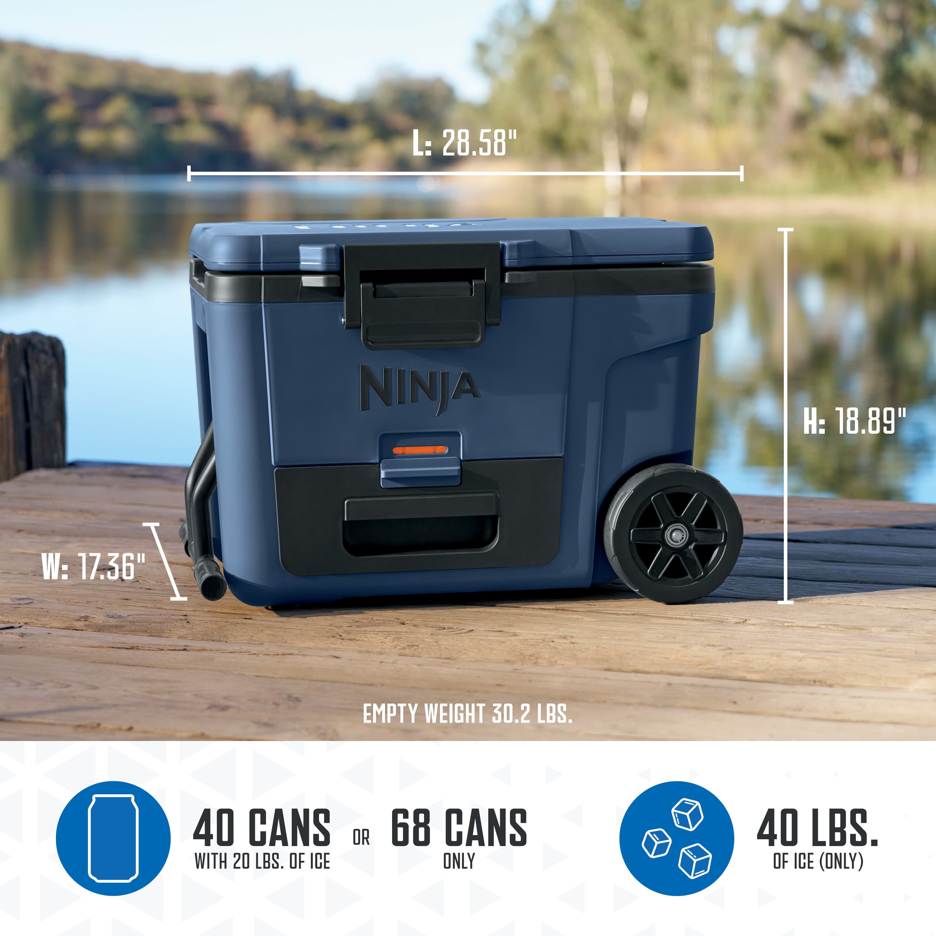 Ninja FrostVault 45qt Wheeled Cooler with Dry Zone Lakeshore Blue Ninja FrostVault 45qt Wheeled Cooler with Dry Zone Lakeshore Blue