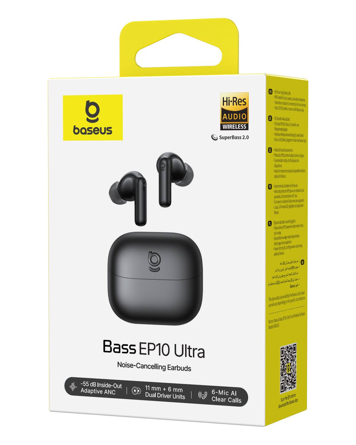 baseus

Hi-Res AUDIO WIRELESS SuperBass 2.0

Bass EP10 Ultra Noise-Cancelling Earbuds
-55 dB Inside-Out Adaptive ANC
11 mm + 6 mm Dual Driver Units
6-Mic AI Clear Calls
