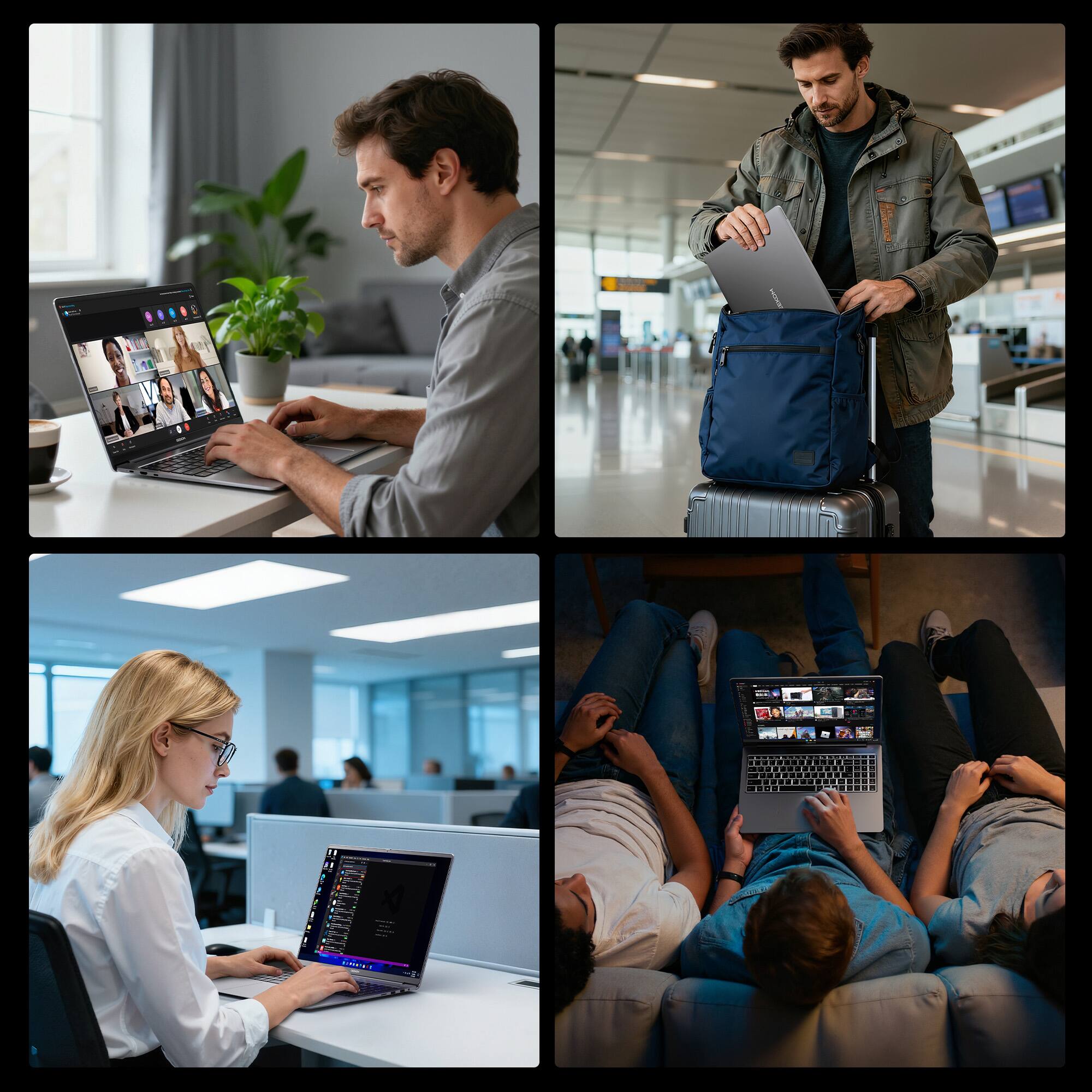 Alt View 5. Geekom - GeekBook X16 Pro Laptop, 2.5K 16" IPS LCD, Intel Core Ultra U9-185H, 32GB DDR5 RAM& 2TB SSD, Win 11 Pro Pre-installed - Titanium Gray.