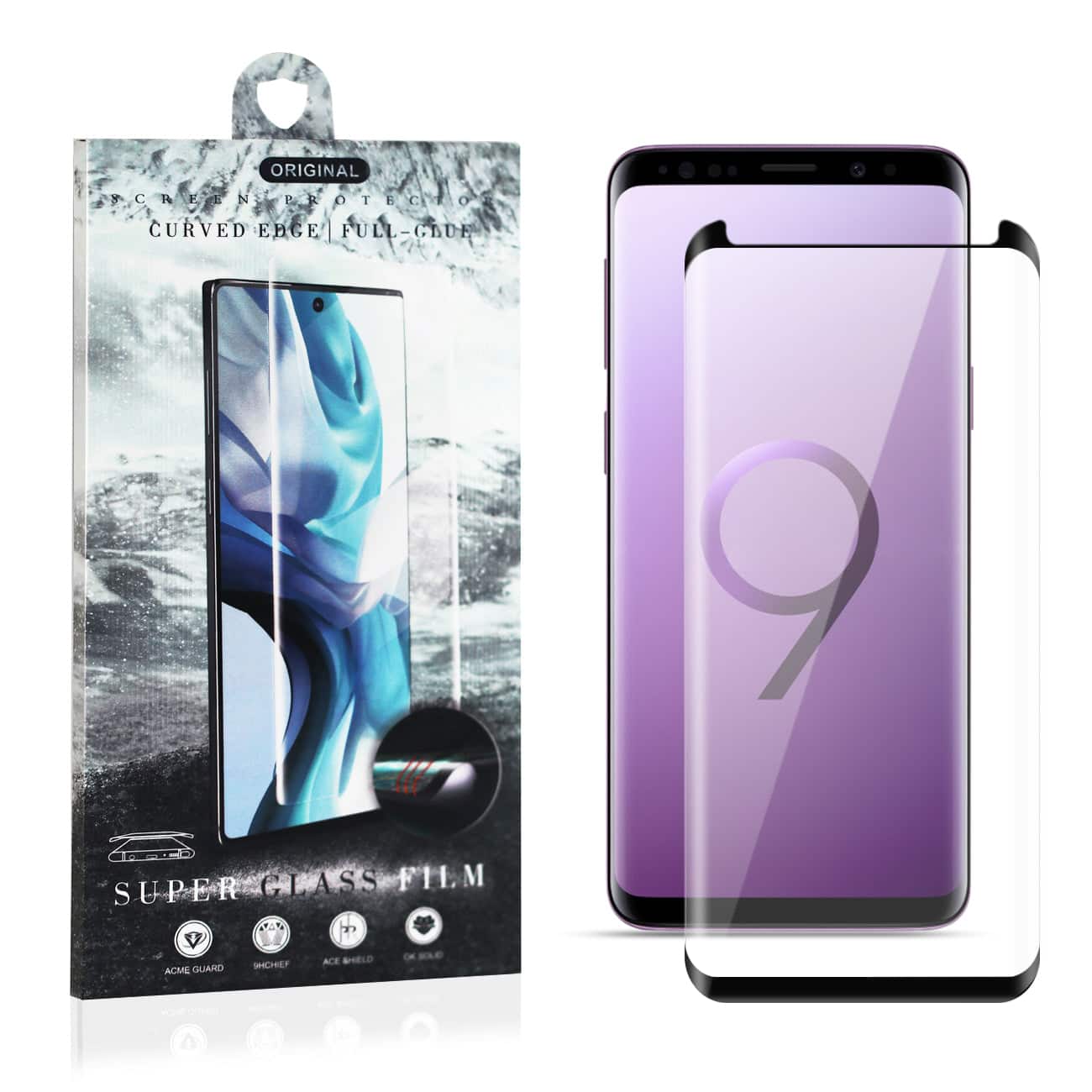 Reiko - 3D Curved Edge Shock Resistant Super Glass Screen Protective Cover For Samsung Galaxy S9 - Clear