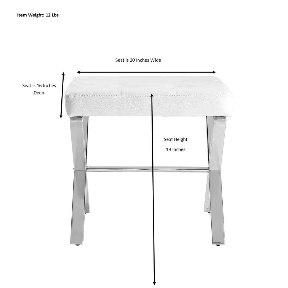 Item Weight: 12 Lbs  
Seat is 20 Inches Wide  
Seat is 16 Inches Deep  
Seat Height: 19 Inches