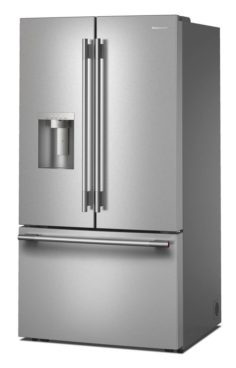 Left. KitchenAid - 30 Cu. Ft. French Door Refrigerator with Exterior Water and Ice - PrintShield Stainless.