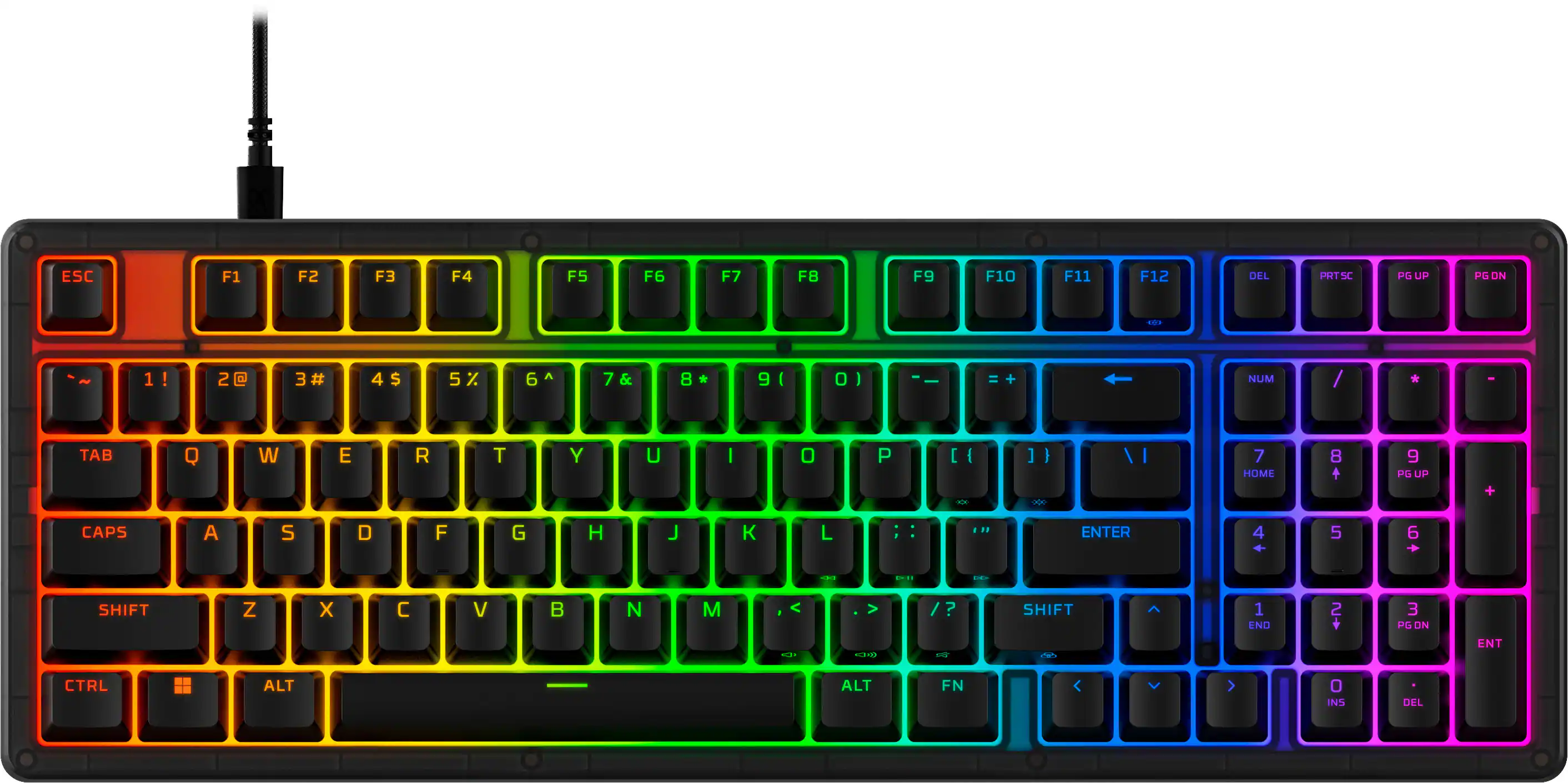 ESC F1 F2 F3 F4 F5 F6 F7 F8 F9 F10 F11 F12 DEL PATSC PO UP PD ON ... ~ 1! 2@ 3# 4$ 5% 6^ 7& 8* 9( 0) - = + NUM / - TAB Q W E R T Y U I O P [ { ] | \ I 7 HOME 8 9 P6 UP + CAPS A S D F G H J K L ; ' ENTER 4 5 6 - . SHIFT Z X C V B N M , . SHIFT 1 END 2 3 PGDN ON m d - ENT CTRL ALT ALT FN O INS DEL