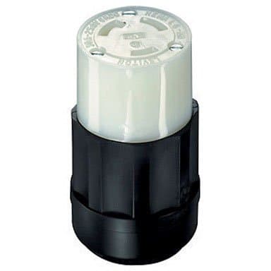 Leviton - Industrial Nylon Grounding Locking Connector L6-30R 16-8 AWG 2 Pole 3 Wire - Black|White