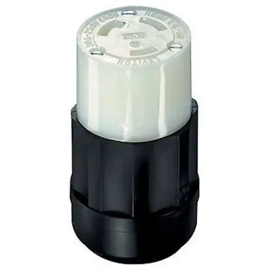 Front. Leviton - Leviton Industrial Nylon Grounding Locking Connector L6-30R 16-8 AWG 2 Pole 3 Wire - Black|White.