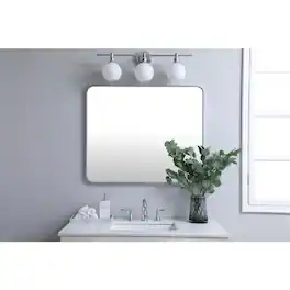 Elegant Decor - Soft corner metal rectangular mirror 30x36 inch - Silver