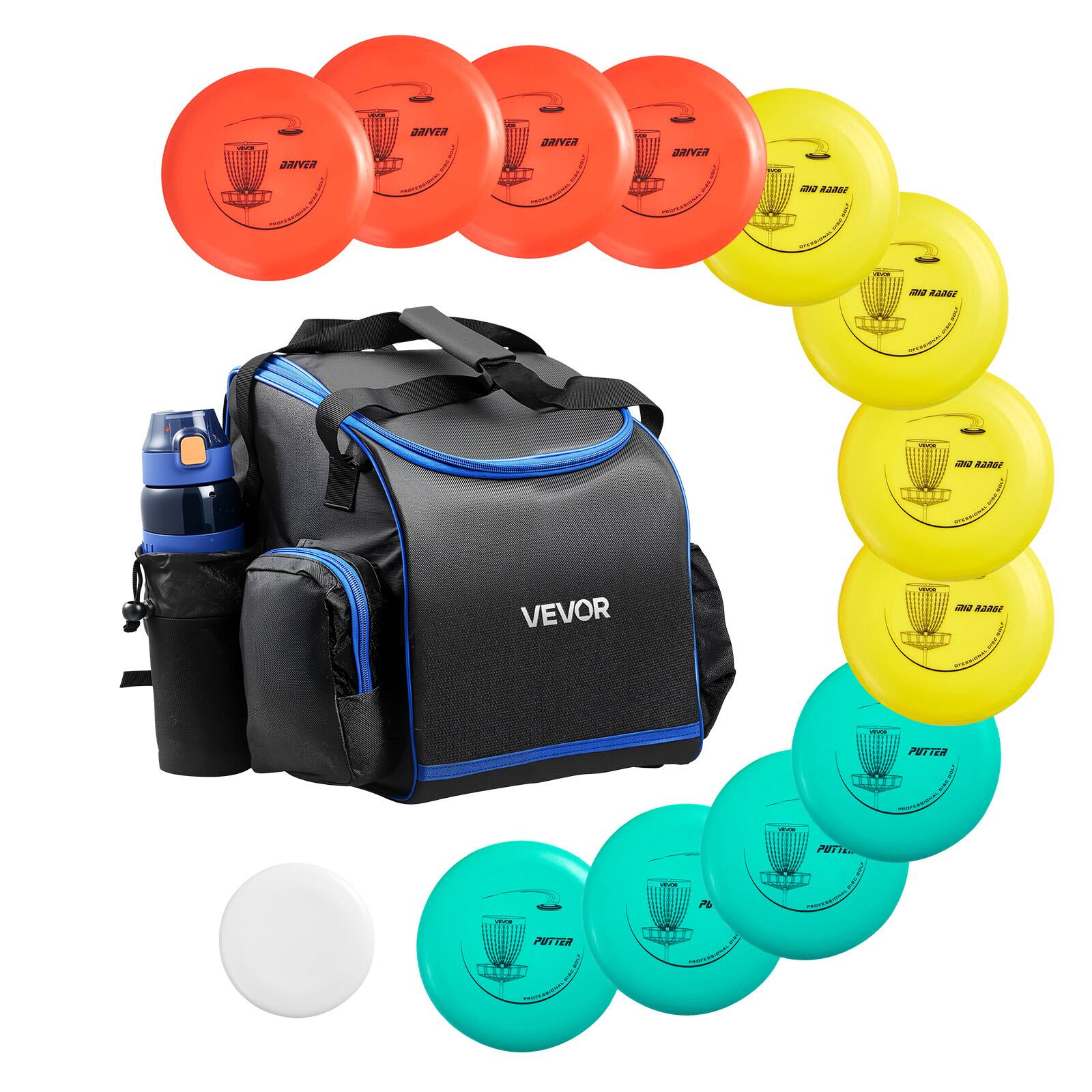 VEVOR - Disc Golf Set, 12-Piece Flying Disc Collection for Beginners, Starter Kit with Putter, Mid-Range, Driver, Mini Marker - Color mixing