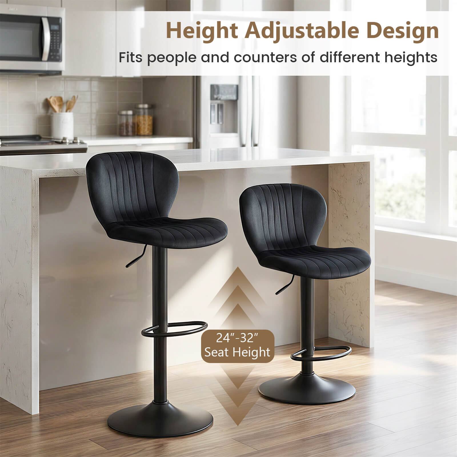 Height Adjustable Design  
Fits people and counters of different heights  

24"-32" Seat Height
