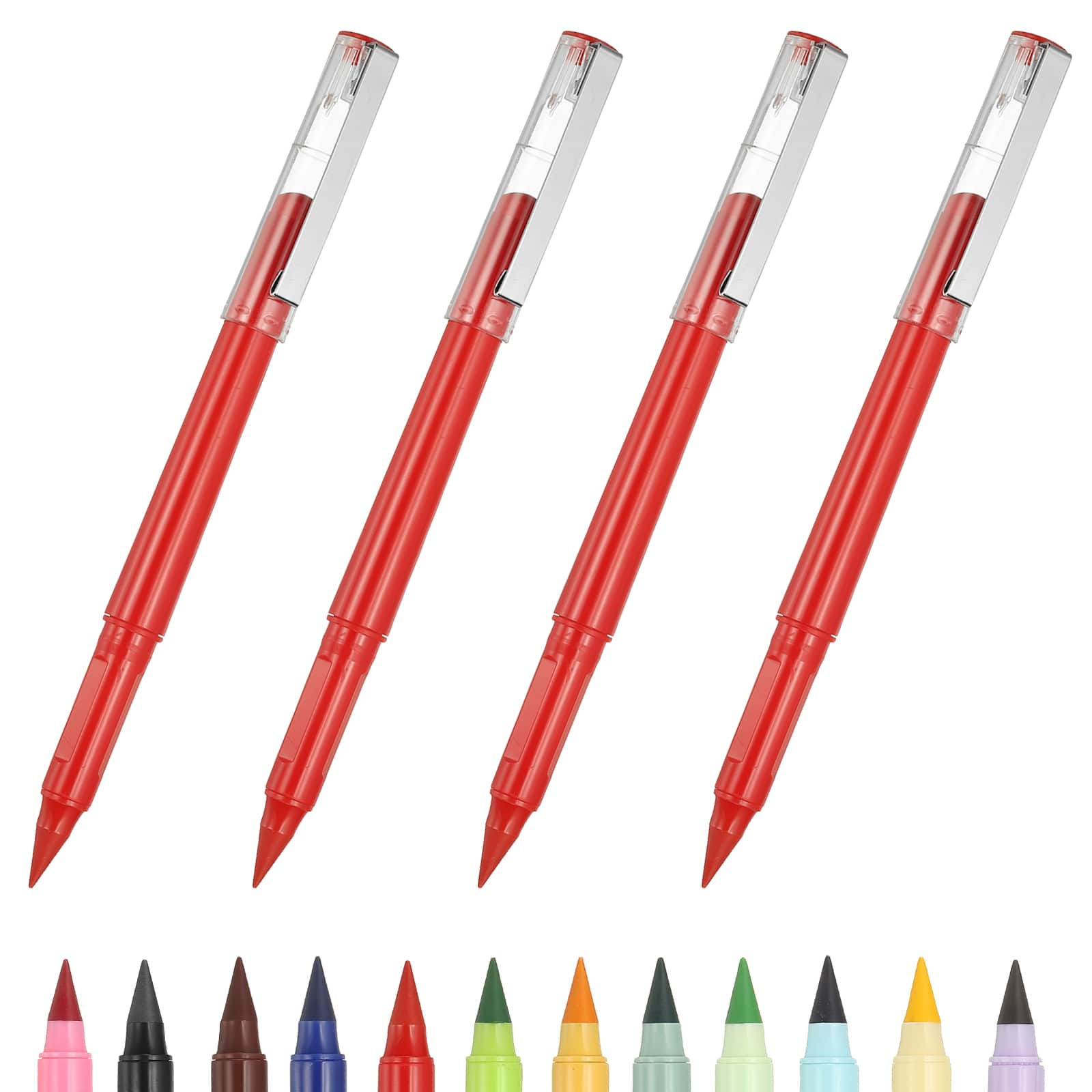 Unique Bargains - Eternal Pencil, 4pcs Mech Sharpened Metal Pencils Set for Coloring, Sketch Drawing, Writing - Red price history on PriceWatchPro