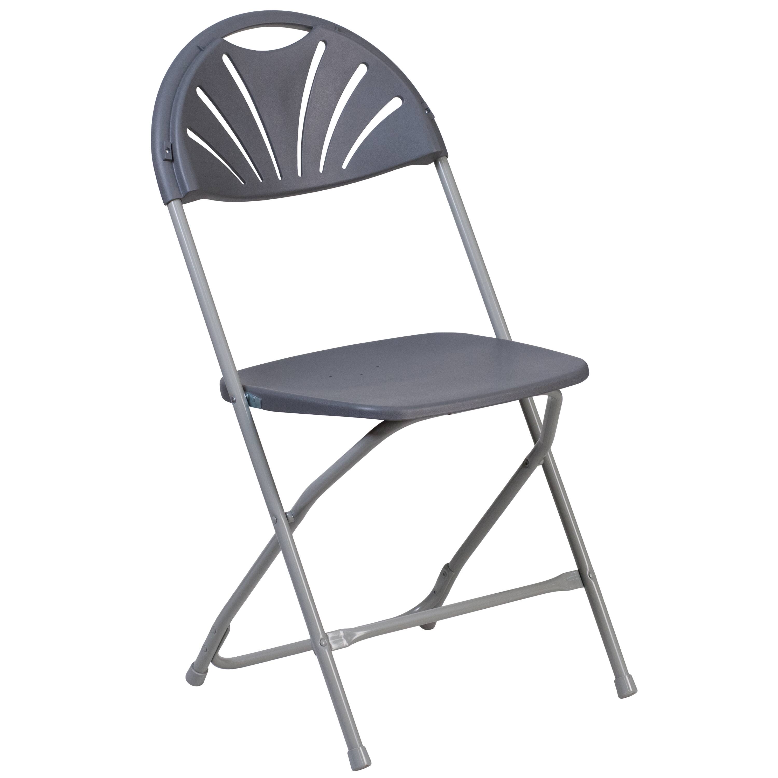 Alt View 9. Emma + Oliver - 2 Pack Wedding Party Event Fan Back Plastic Folding Chair Home Office - Charcoal.