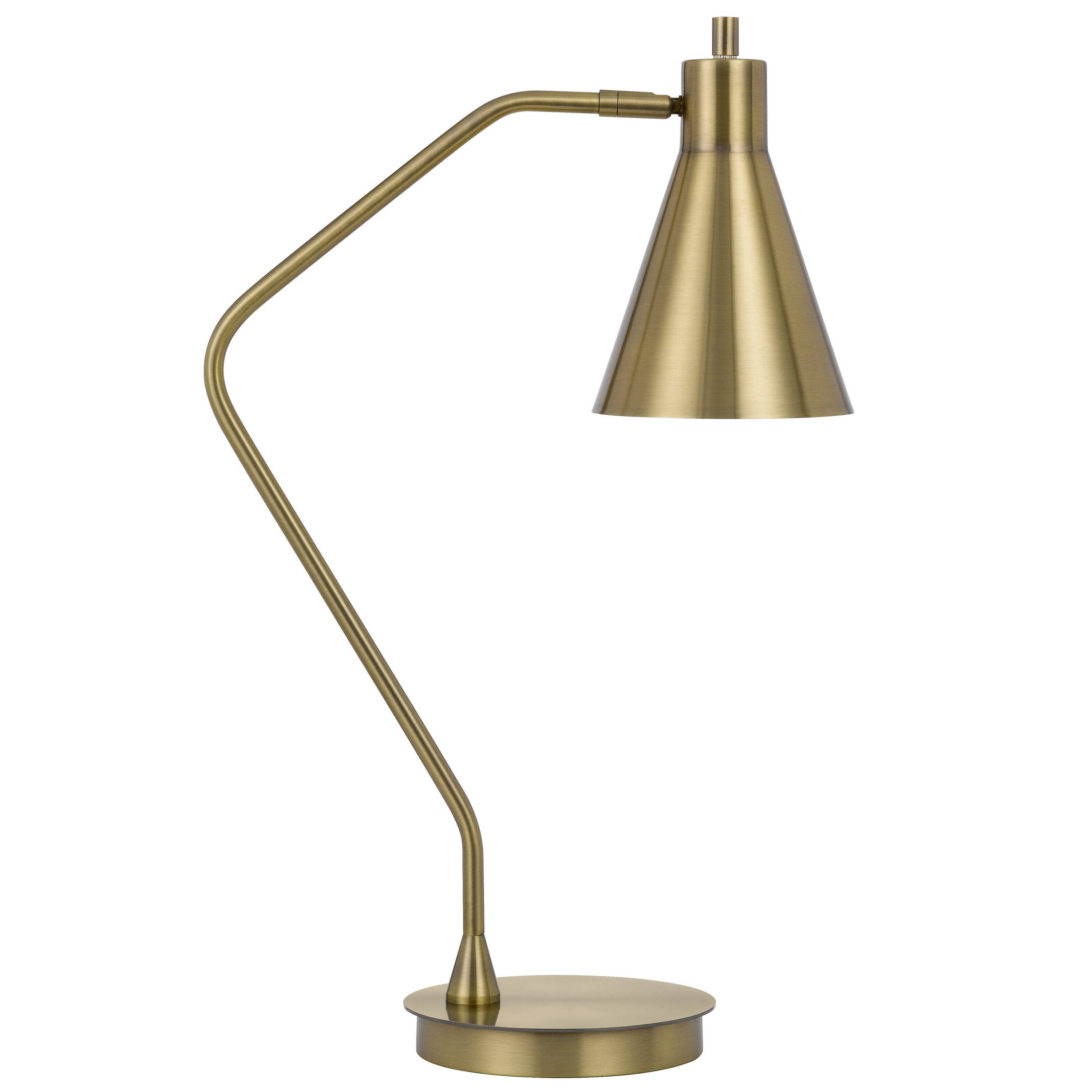Angle. Manhattan Lane - Sty 24 Inch Task Table Lamp, Swivel Shade Angled Thin Metal Pole - Brass.