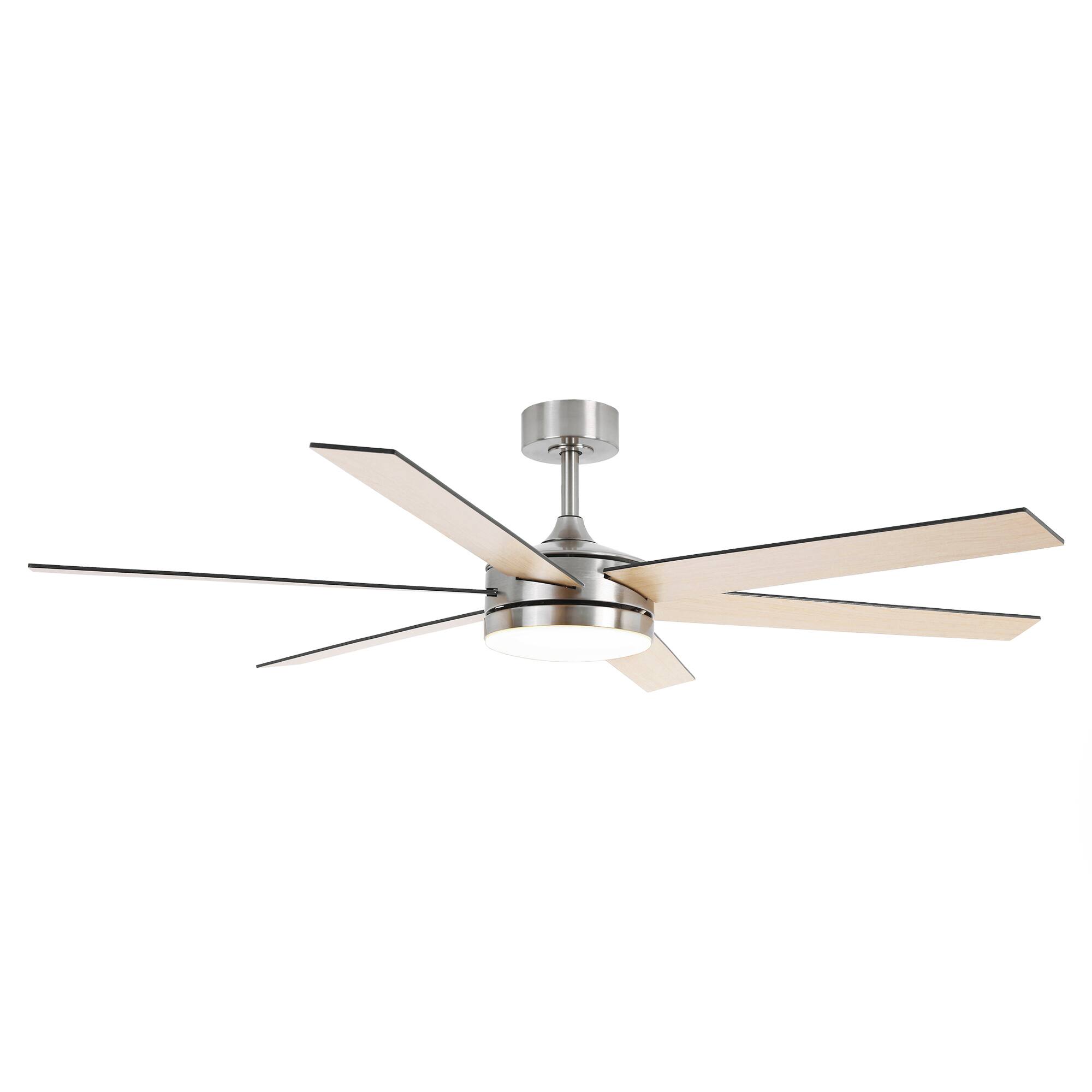 Alt View 6. Vaczon - 60" Brushed Nickel 3CCT Integrated LED Smart Ceiling Fan with Light and APP - Nickel.