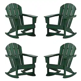 WestinTrends - Malibu Outdoor Patio Porch Rocking Adirondack Chair (Set of 4) - Dark Green