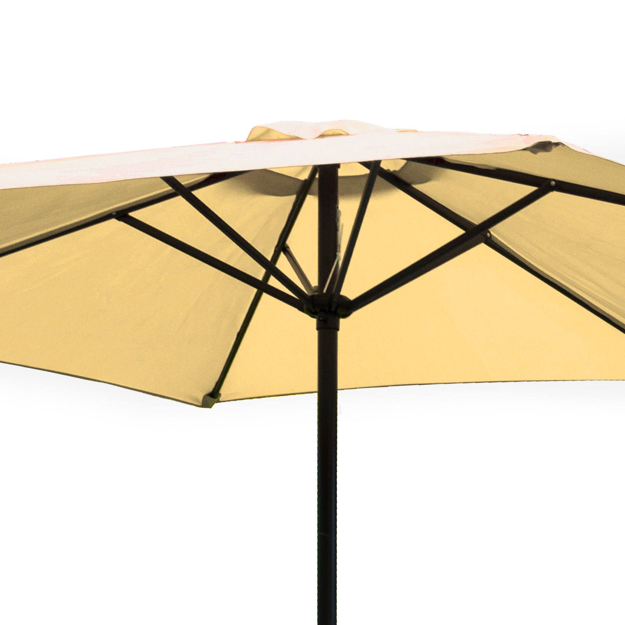 Alt View 2. Four Seasons Courtyard - Four Seasons Courtyard 9 Foot Cambridge Market Umbrella with Push Button Tilt - Beige/Bronze.