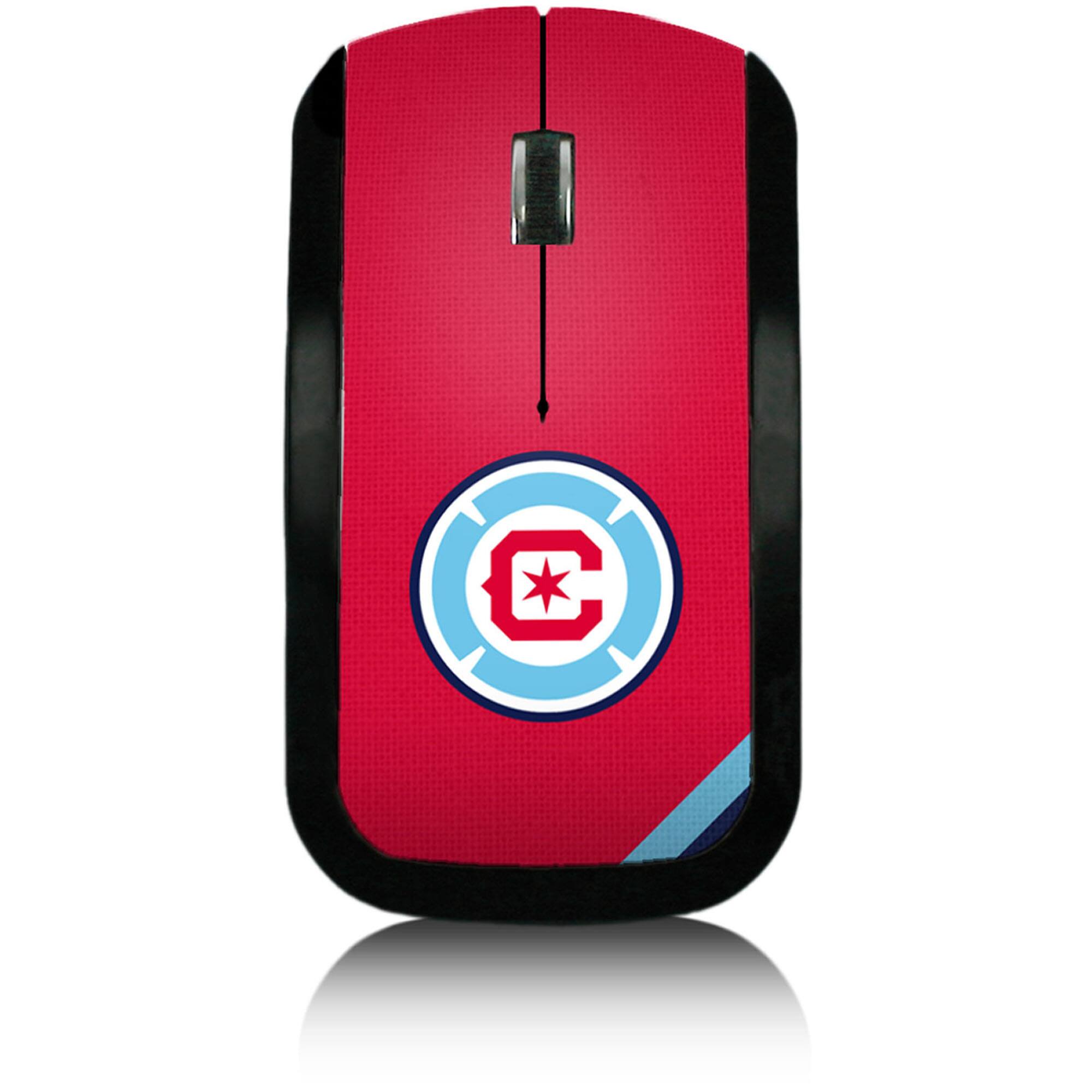Front. Keyscaper - Chicago Fire Diagonal Stripe Design Wireless Mouse - Multicolor.