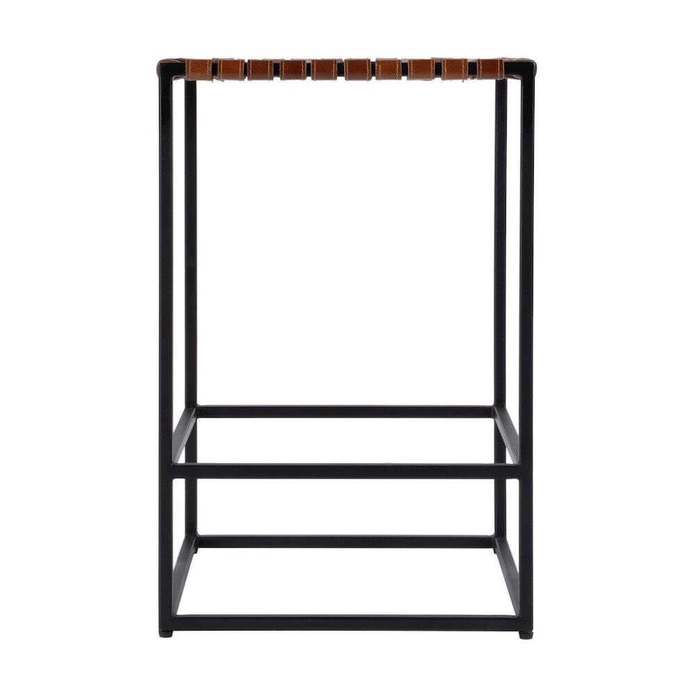 Angle. Butler Specialty - 24 in. Seat Height Leather and Iron Backless Counter Stool with Footrest - Brown.