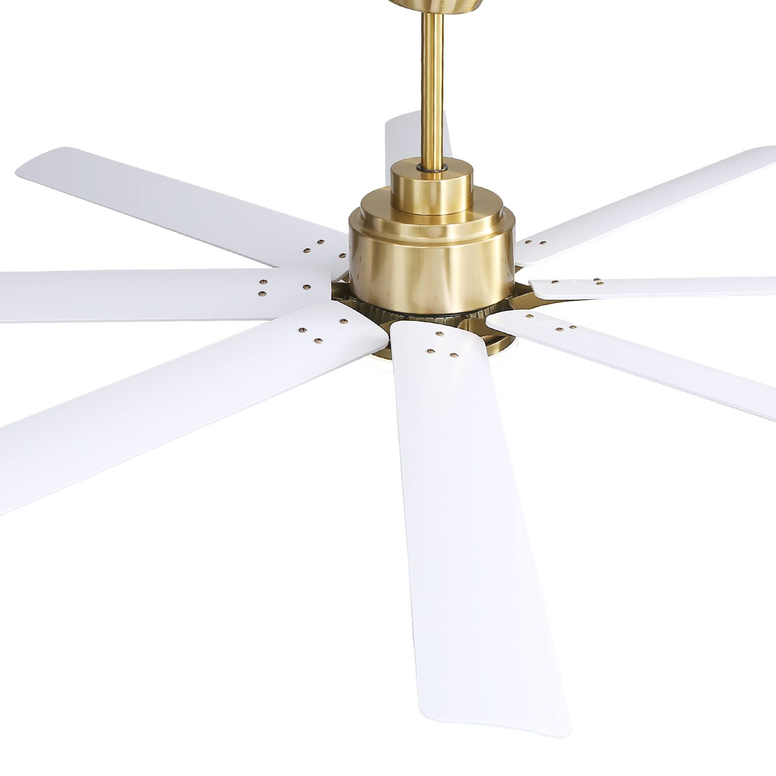 Left. GOODSILO - 66 Inch Large Ceiling Fan with Dimmable LED Light & Remote, Reversible DC Motor - Gold.