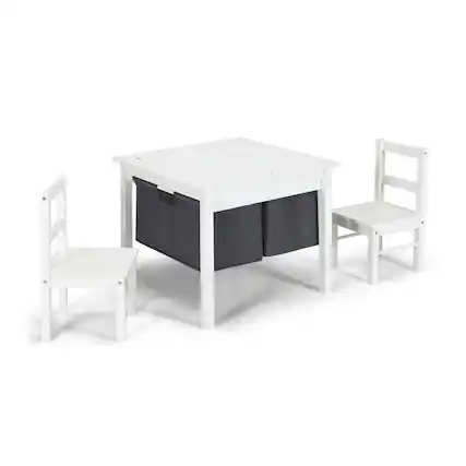 Front. Pefilos - 2-in-1 Kids Activity Table and 2 Chairs Set with Storage Building Block Table-White, Toddler Table and Chair Set for Art - White.