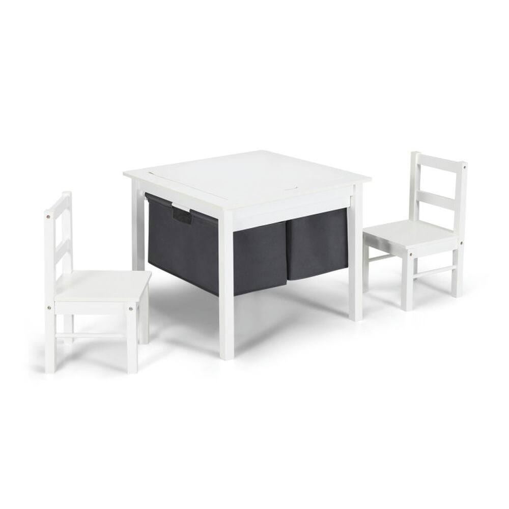 Front. Pefilos - 2-in-1 Kids Activity Table and 2 Chairs Set with Storage Building Block Table-White, Toddler Table and Chair Set for Art - White.