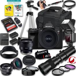 Bundle - Sony - a7R V Mirrorless Camera with Tamron 24mm f/2.8 Di III OSD M 1:2 And 420-800mm f/8 Manual Super HD Telephoto Lens + - Black