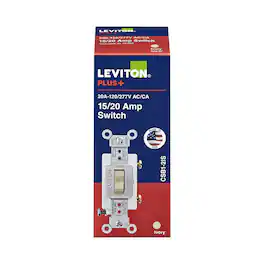 Leviton - 20 amps Single Pole Toggle AC Quiet Switch 1 pk - Ivory