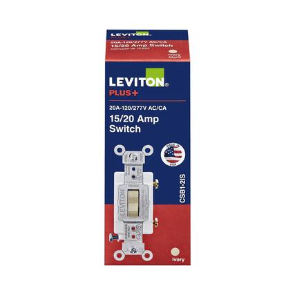 LEVITON PLUS+
20A-120/277V AC/CA
15/20 Amp Switch
Ivory
LEVITON
20A-120/277V AC/CA
15/20 Amp Switch
Ivory
MADE IN USA
CSB12IS