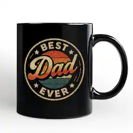OrnamentallyYou - Best Dad Ever Retro Sunset Mug, Vintage Fathers Gift - Black