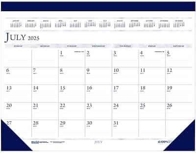 House of Doolittle- 2025-2026 22" x 17" Academic Monthly Desk Pad Calendar- Blue