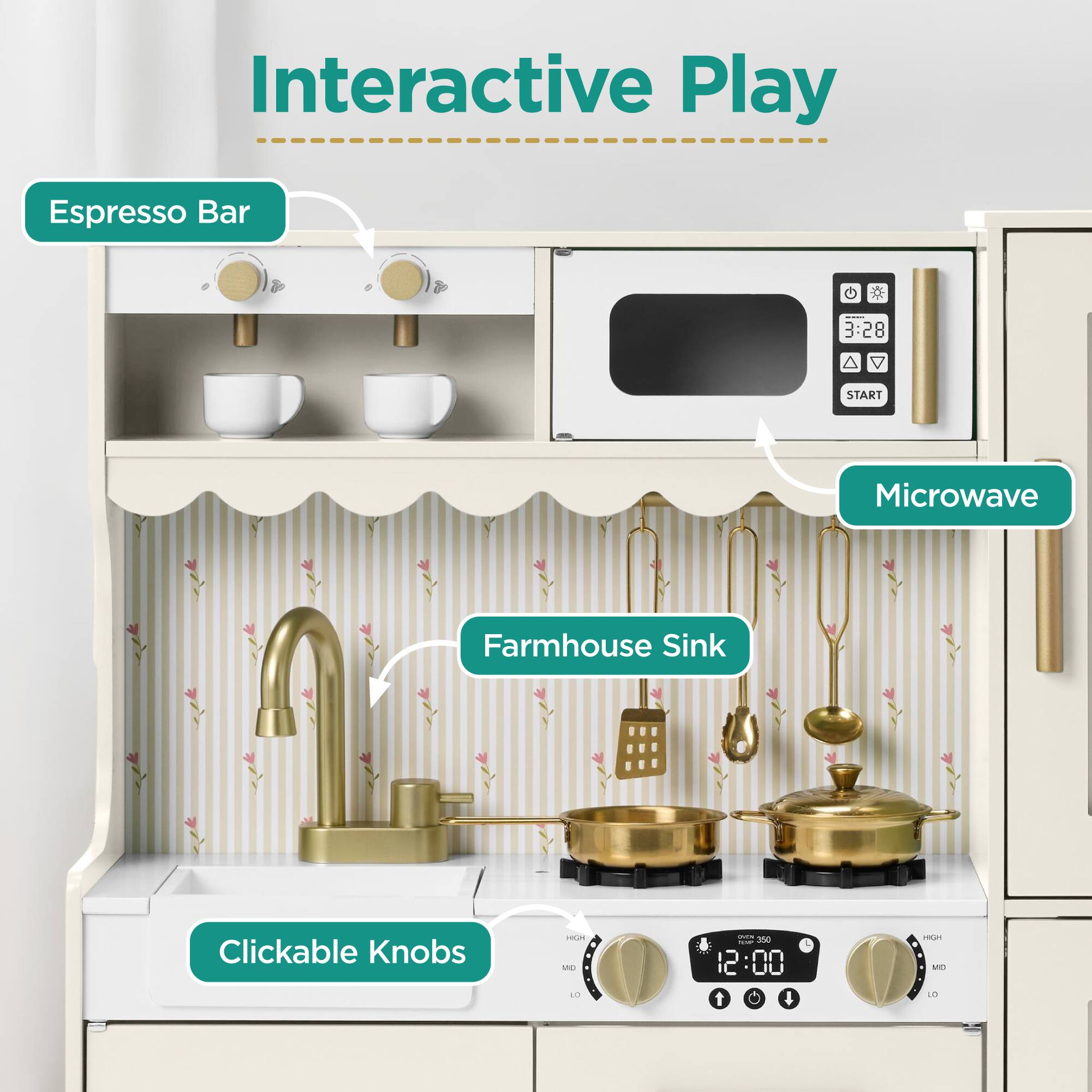 Interactive Play

Espresso Bar

Microwave

Farmhouse Sink

Clickable Knobs

3:28 START

12:00