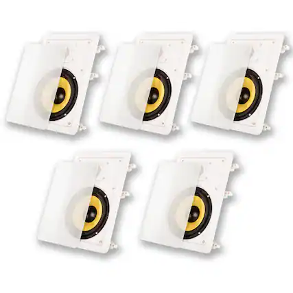 Front. Acoustic Audio by Goldwood - HD-650 in Wall 6.5" Speakers Home Theater Surround Sound 5 Speaker Set - Paintable White.