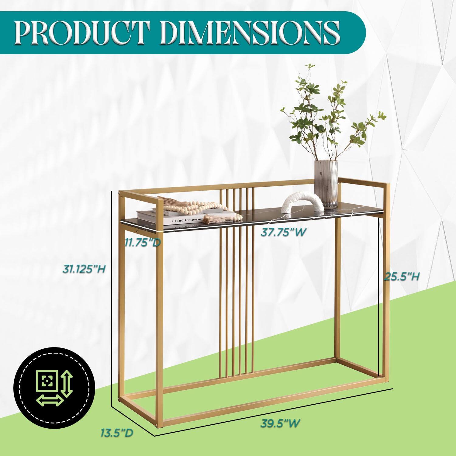 PRODUCT DIMENSIONS

- Depth: 13.5"
- Width: 39.5"
- Height: 31.125"
- Top Shelf Depth: 11.75"
- Top Shelf Width: 37.75"
- Bottom Shelf Height: 25.5"