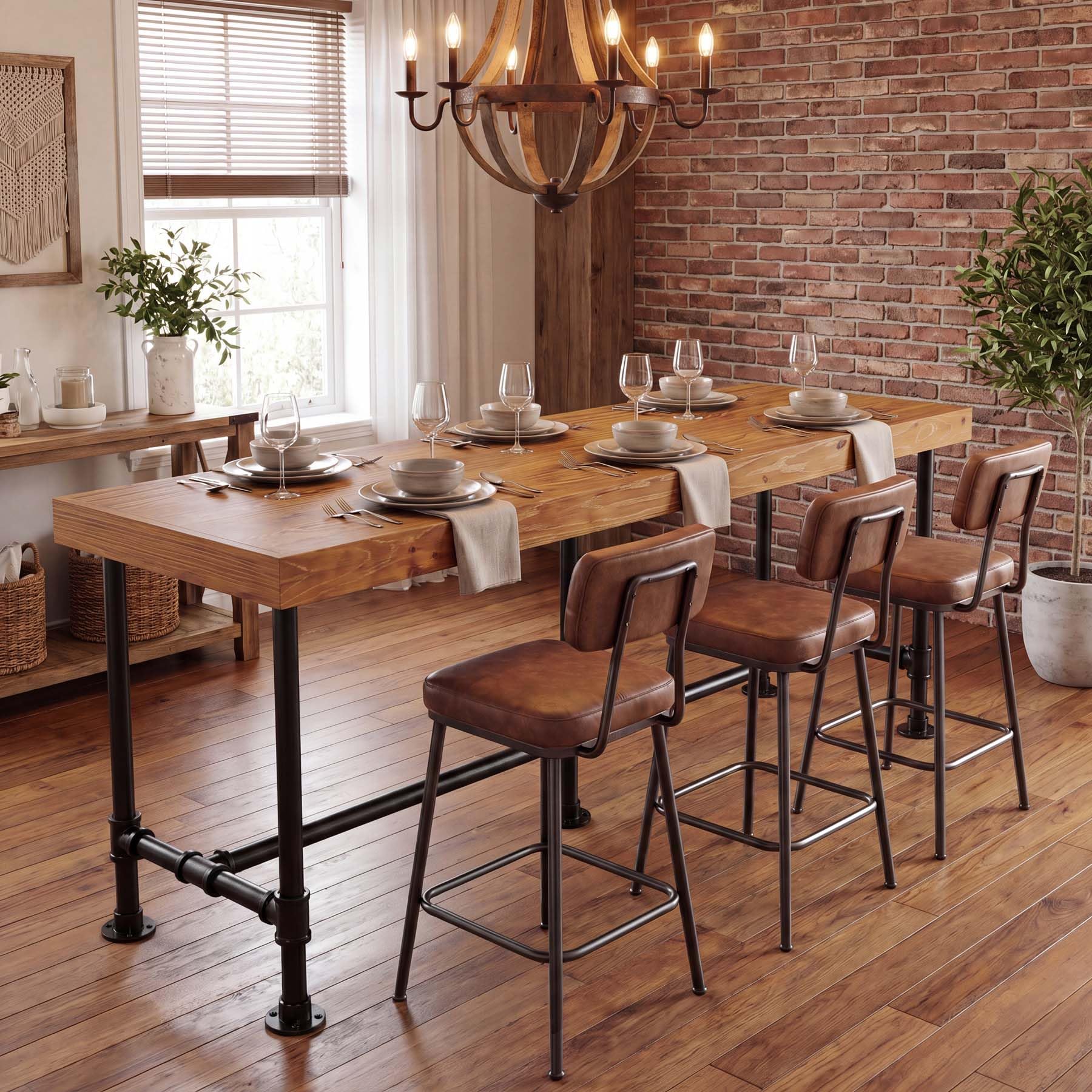 Tribesigns 71 Inch Long Solid Wood Counter Height Dining Table Brown ...