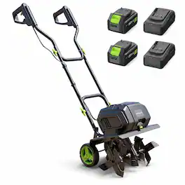 Steelite - 42V (2x21V) Max 14-Inch Cordless Tiller Cultivator Brushless Motor with 2x4.0Ah Batteries & Charger