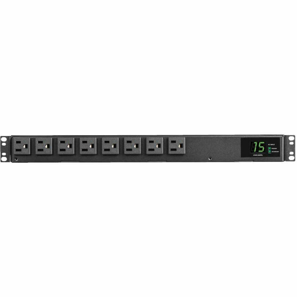 Alt View 3. Tripp Lite - Tripp Lite by Eaton PDU 1.44kW 120V Single-Phase ATS/Local Metered PDU - 8 NEMA 5-15R Outlets Dual 5-15P Inputs 12 ft. - Black.