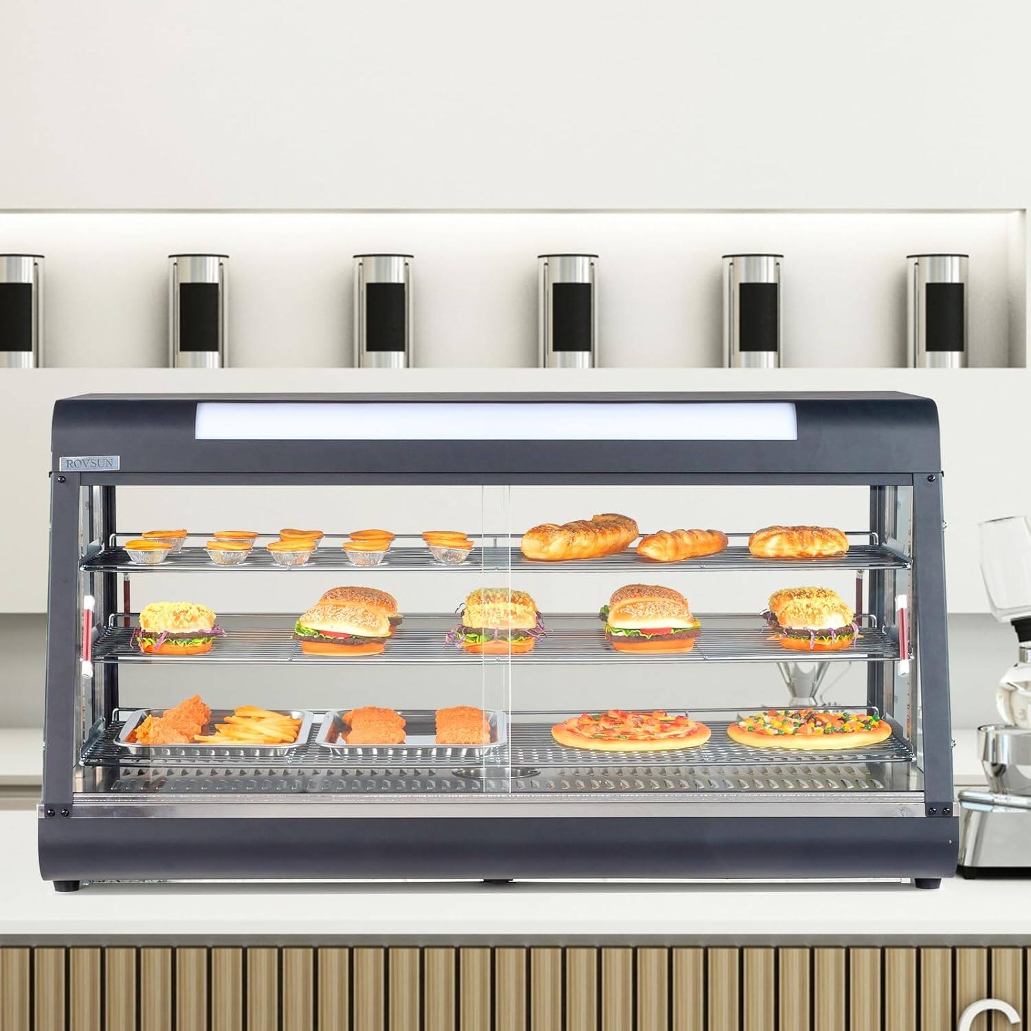 Alt View 9. Winado - 47" Food Warmer Pizza Warmer Countertop,3-Tier Food Warmer Display Pretzel 1800W - Black.