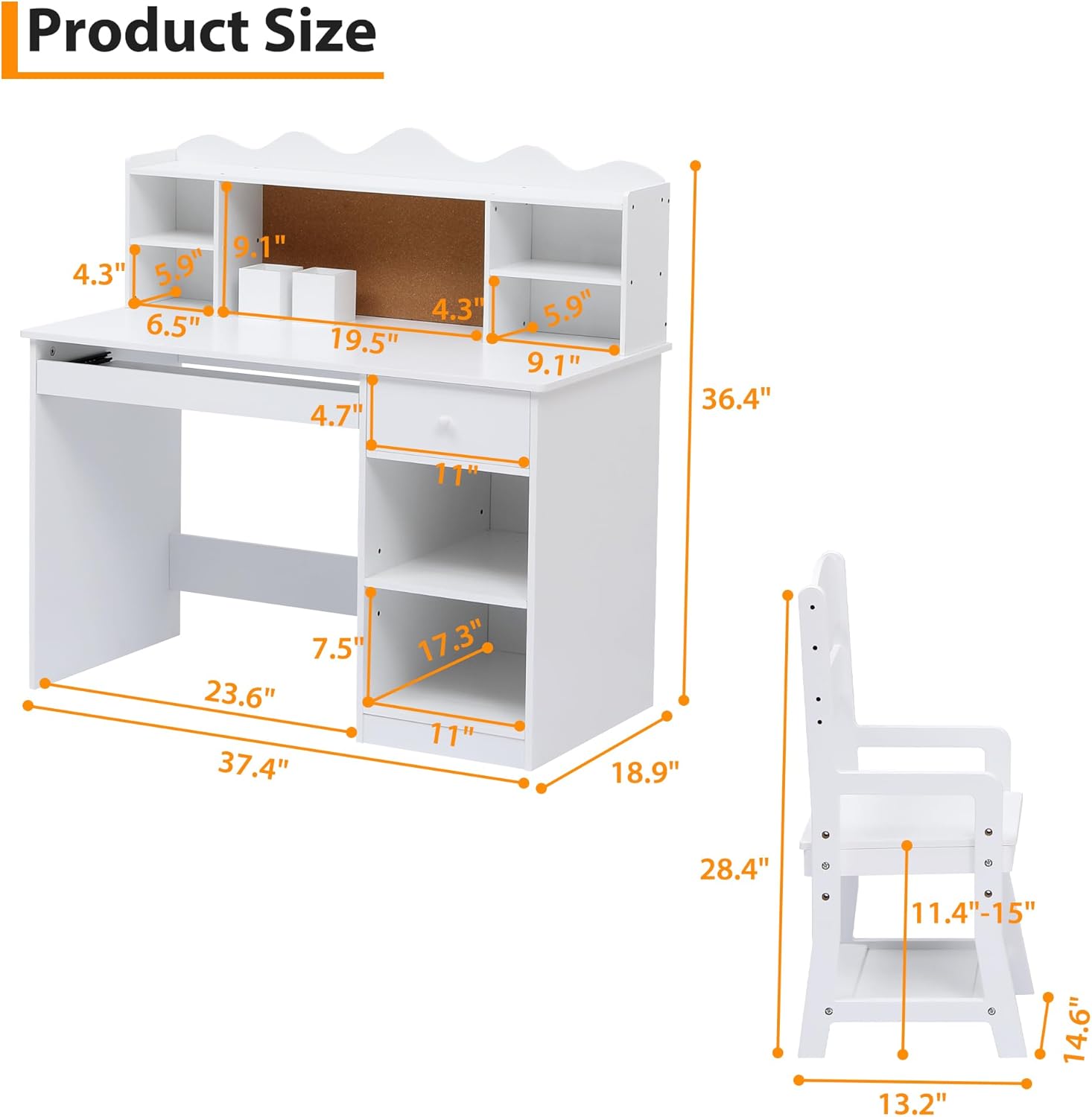 Product Size

- 9.1"
- 4.3"
- 5.9"
- 6.5"
- 19.5"
- 4.7"
- 11"
- 7.5"
- 23.6"
- 37.4"
- 17.3"
- 11"
- 18.9"
- 28.4"
- 11.4"-15"
- 13.2"
- 14.6"
- 36.4"
- 18.9"
- 28.4"