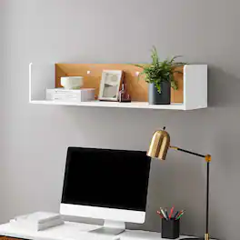 Kinetic Wall-Mount Shelf by Modway - White Natural