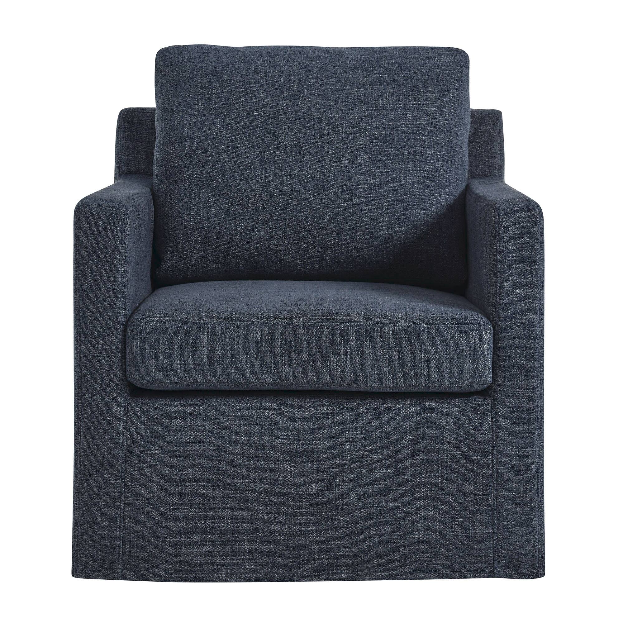 Alt View 2. Modway - Serene Fabric Slipcovered Swivel Armchair by Modway - Blue.