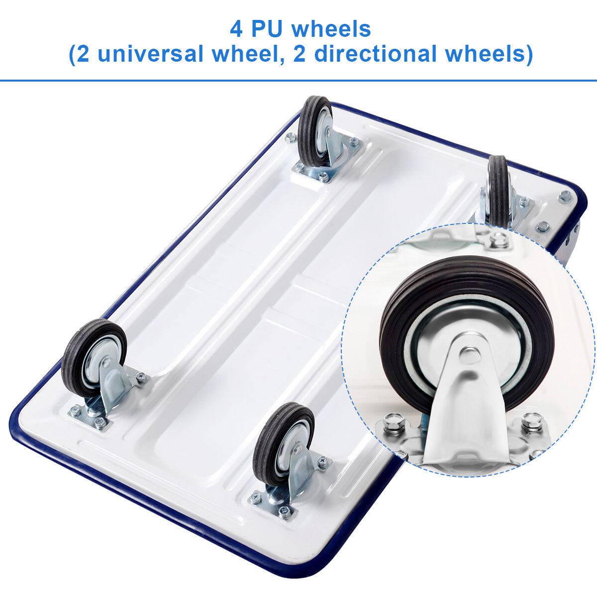 4 PU wheels (2 universal wheels, 2 directional wheels)